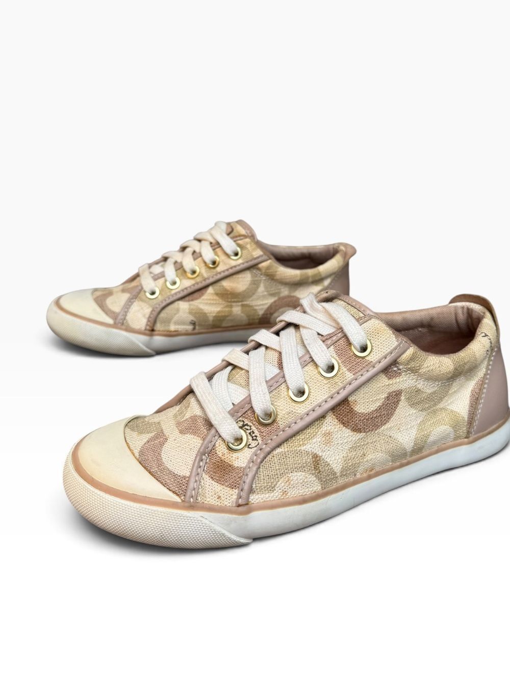 Coach Women’s Beige Barrett Signature Sneakers Shoes Size 7 - Picture 13 of 14
